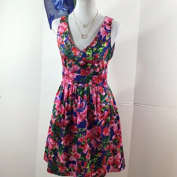 Milly Design Nation floral fit and flare dress 2 - Picture 1 of 13